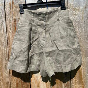 Zara High Waist Tan Linen Short- Women's XS
